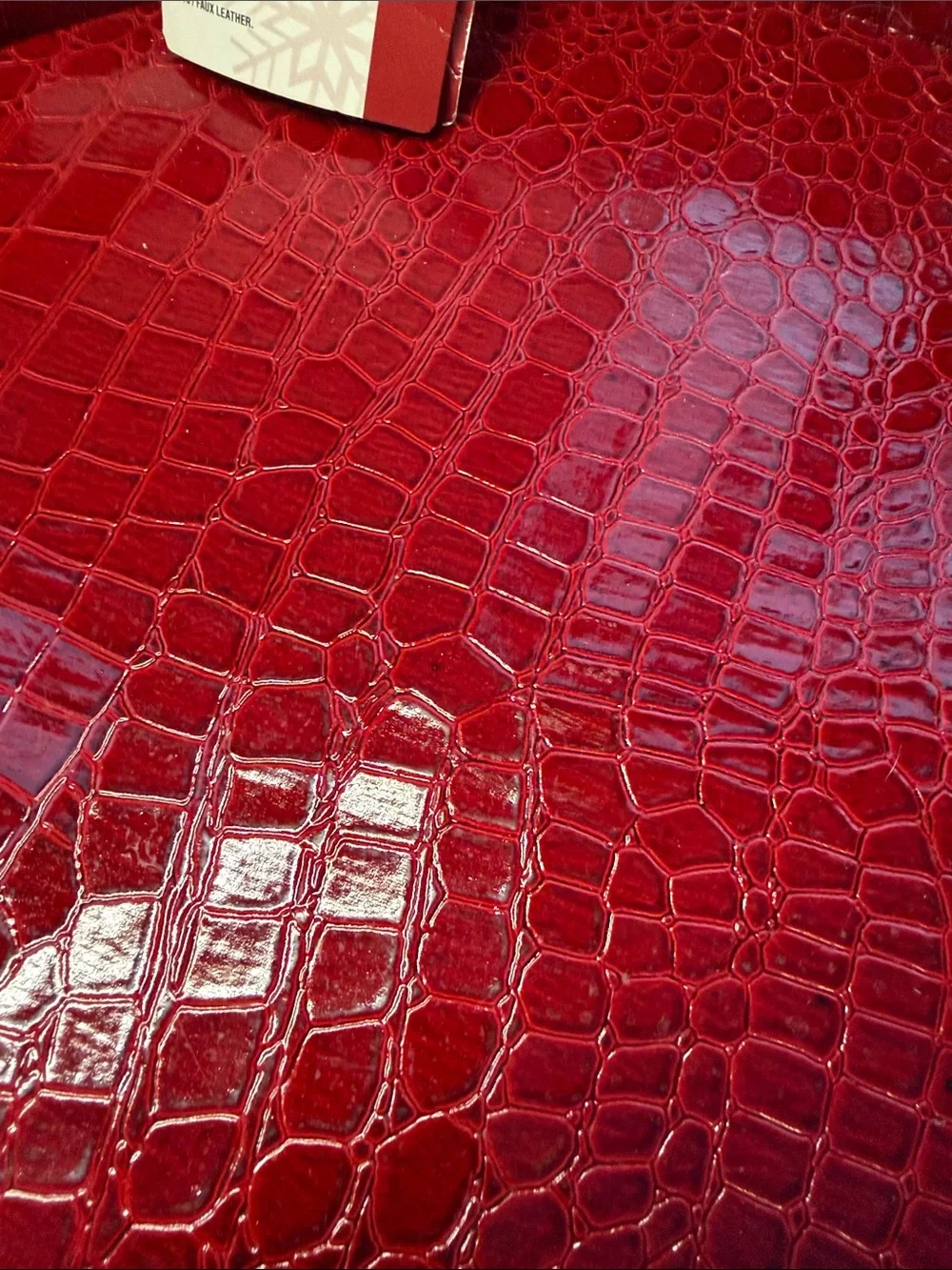 Harman Red Crocodile-Textured Round Serving Tray